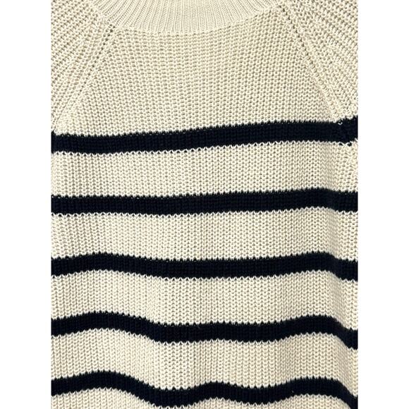 Talbots Cotton Shaker Stitch Rolled Neck Stripe Sweater Nautical L - Picture 6 of 8